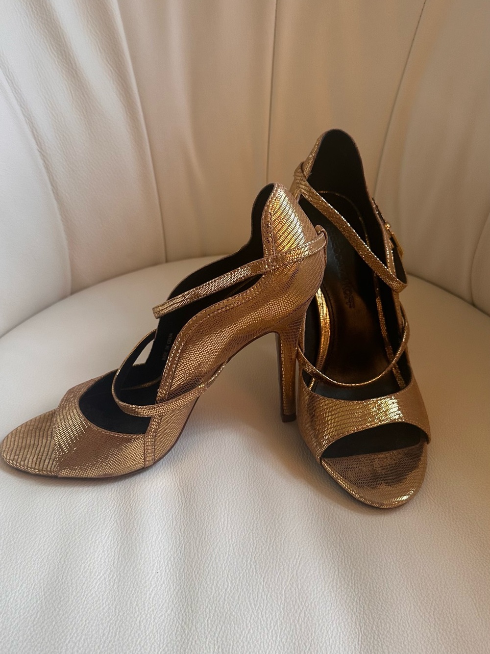 Metallic Gold Strappy High Heel Sandals